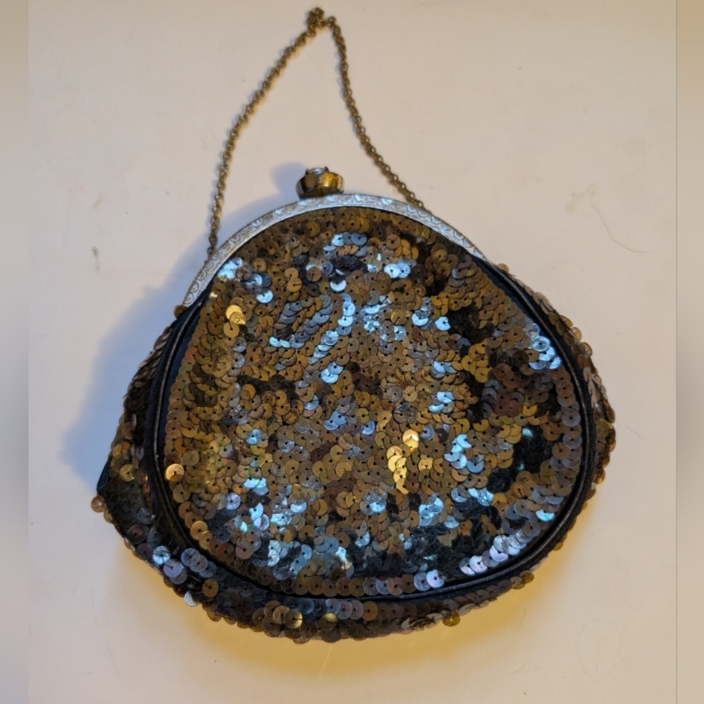 Vintage Sequin Evening Clutch Bag Made In England In VGUC